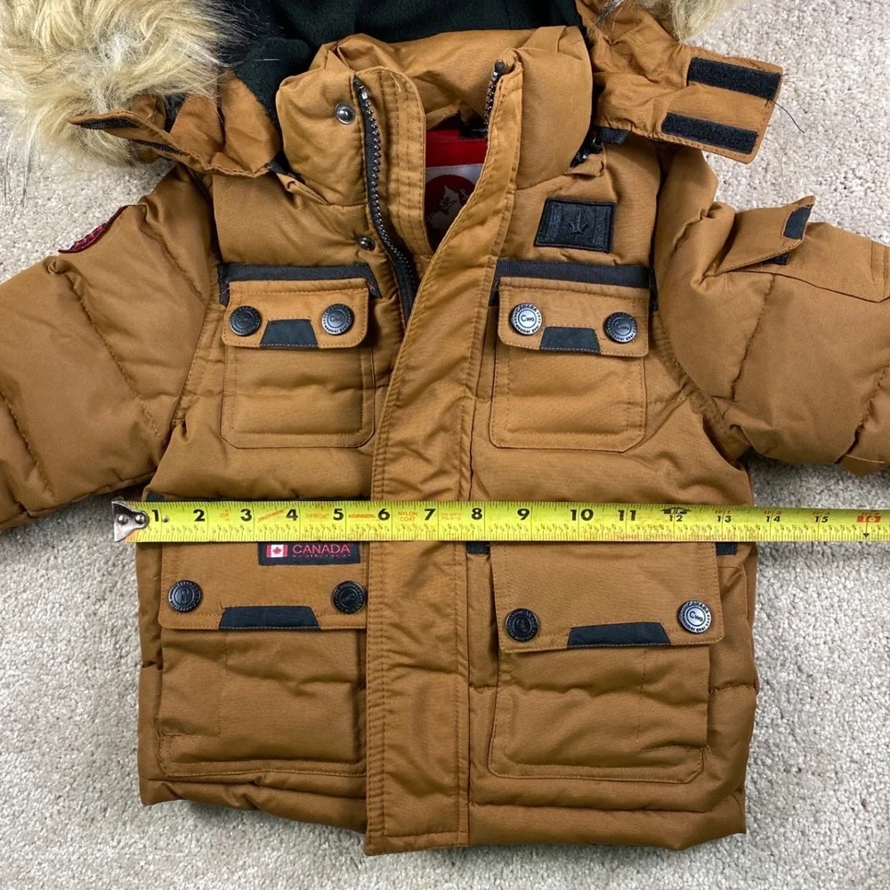 Canada Weathergear Boys Toddler 2T Tan Brown Faux Fur Hood Puffer‎ Parka Jacket